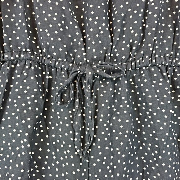 Tommy Bahama Sea Swell Linen Blend Cropped Jumpsuit Womens M Black Polka Dot - Picture 3 of 10